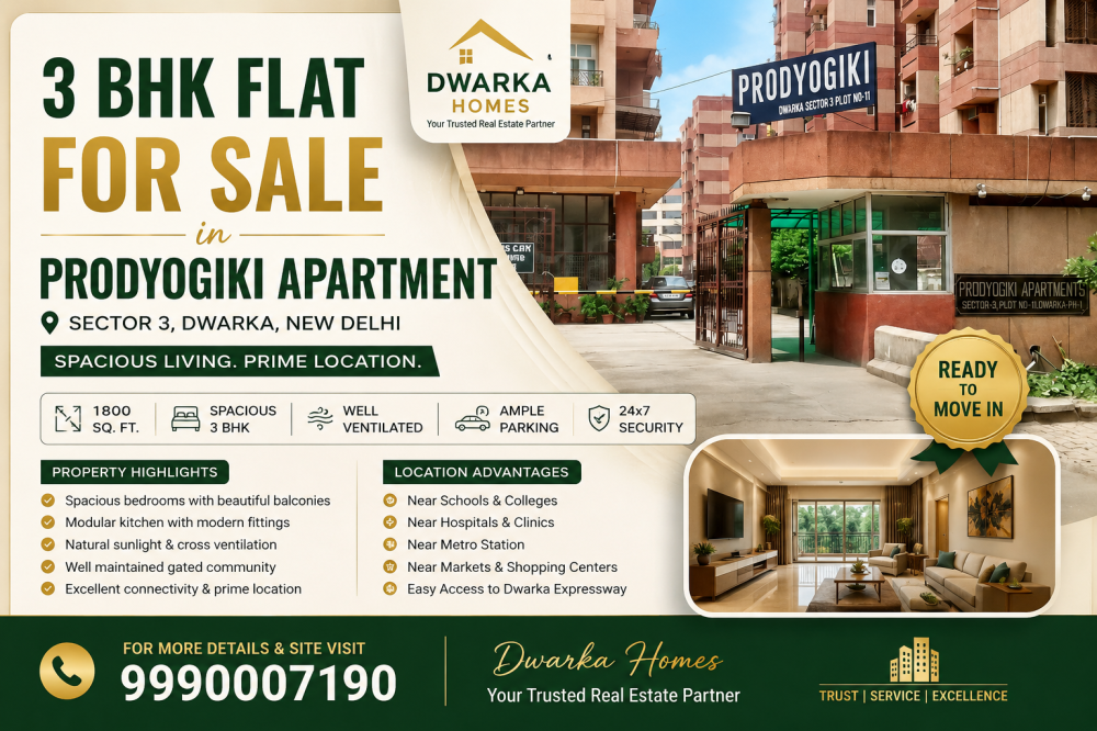 3 bhk flat for sale in Prodyogiki Apartment Sector 3 Dwarka Homes 